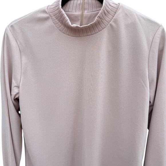 Kathy Levine Vintage 70s Pale Pink Ribbed Mock Neck Asymmetrical Hem Top Women S - Picture 3 of 11